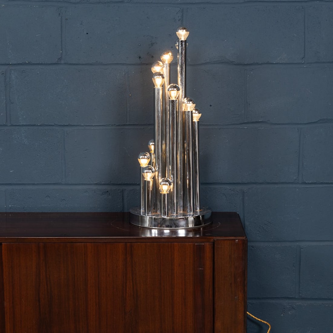 VINTAGE 20thC ITALIAN CHROME MULTI-LIGHT TABLE LAMP BY REGGIANI c.1970 - 6