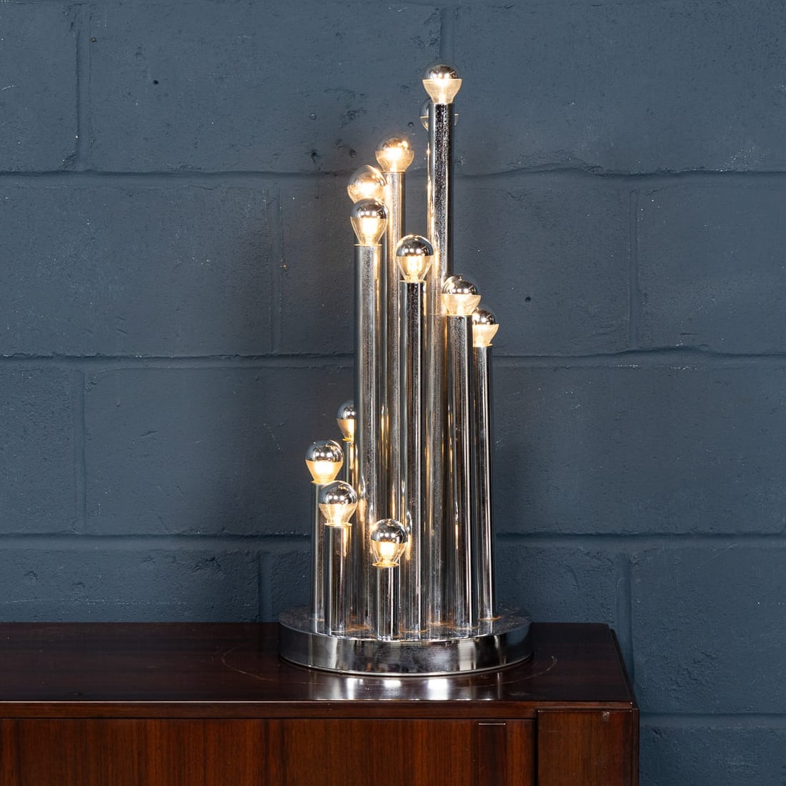 VINTAGE 20thC ITALIAN CHROME MULTI-LIGHT TABLE LAMP BY REGGIANI c.1970 - 8