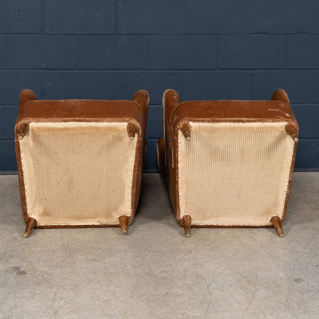 VINTAGE 20thC ITALIAN PAIR OF VELVET WINGBACK ARMCHAIRS c.1960 - 8