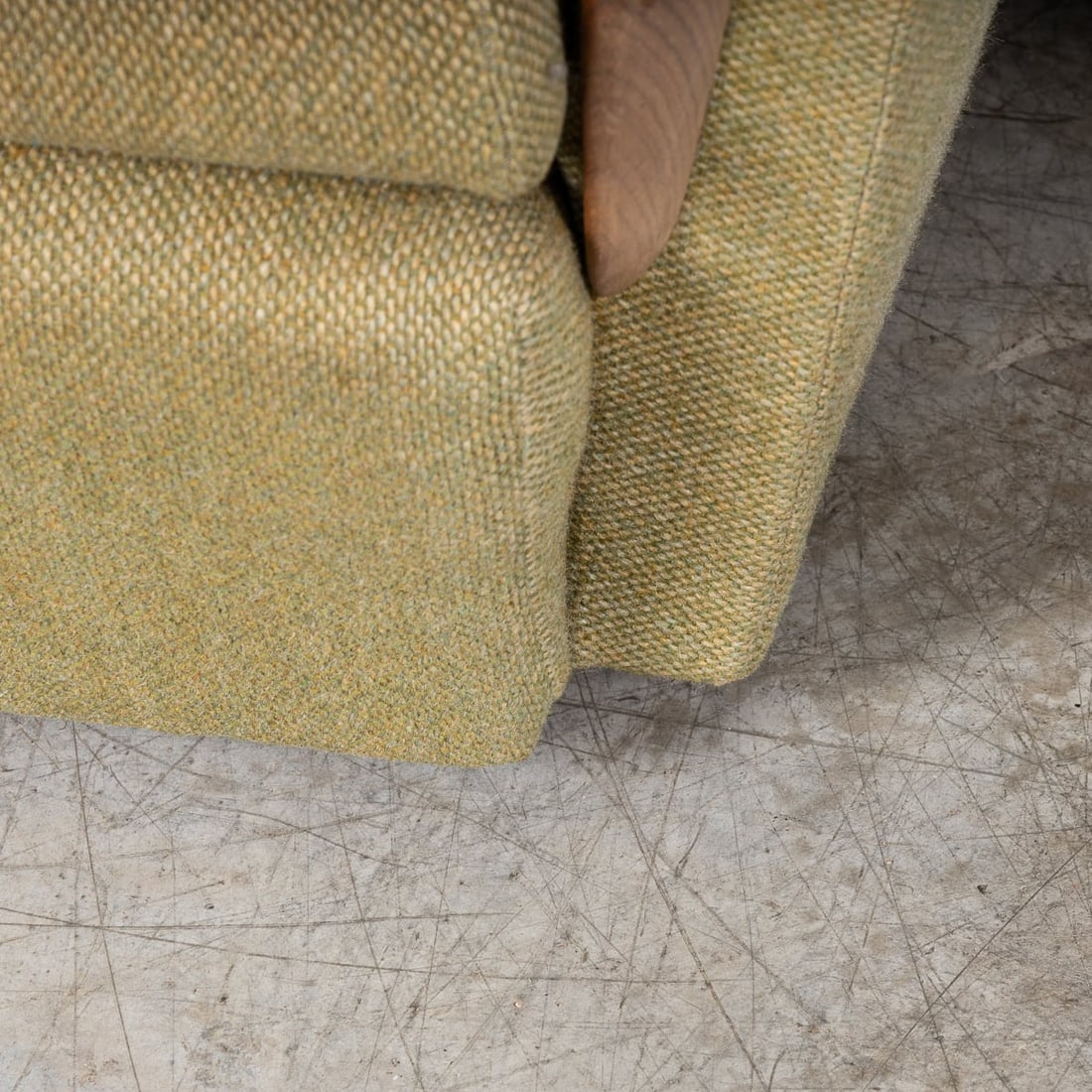 VINTAGE 20thC ENGLISH PAIR OF OLIVE GREEN UPHOLSTERED ARMCHAIRS c.1960 - 14