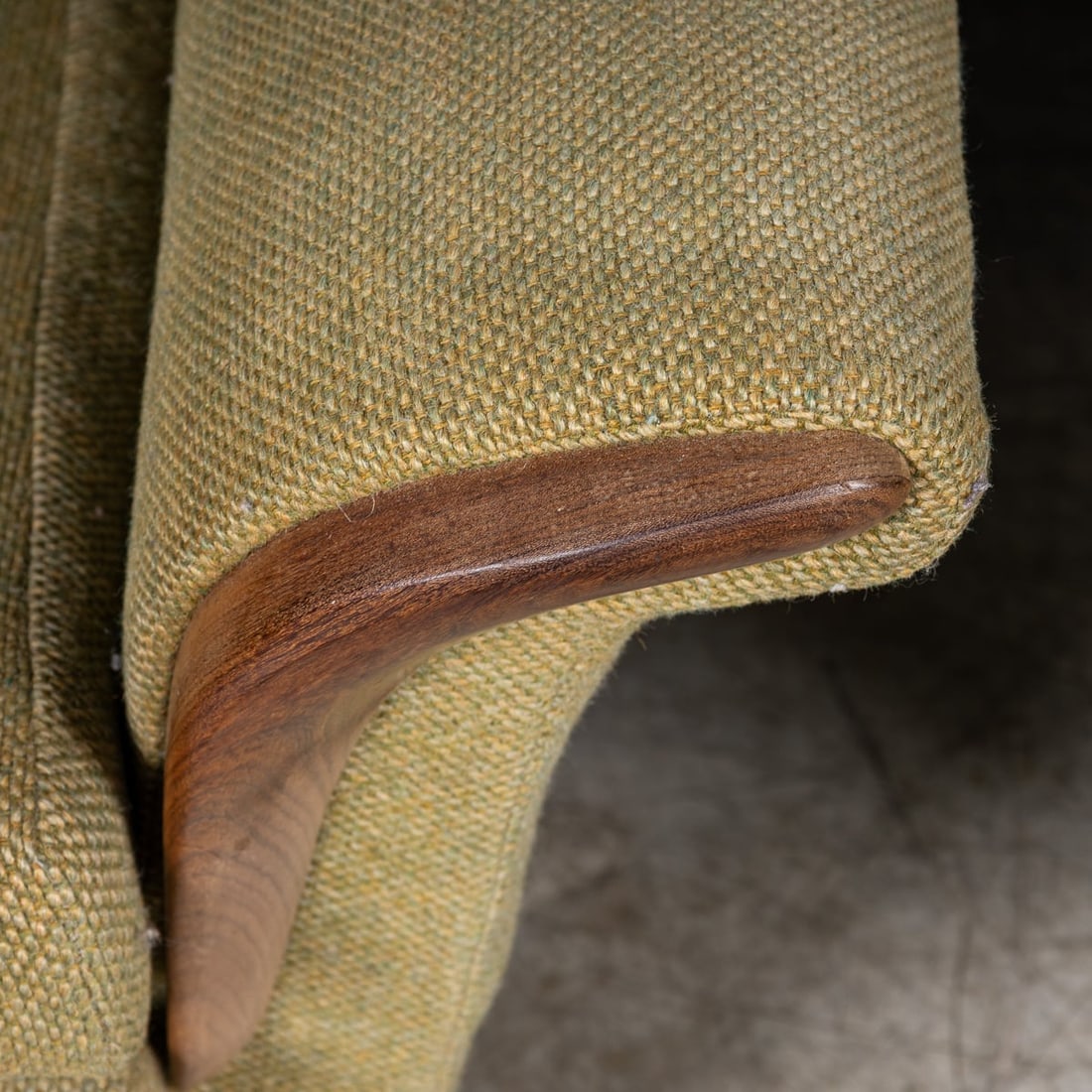 VINTAGE 20thC ENGLISH PAIR OF OLIVE GREEN UPHOLSTERED ARMCHAIRS c.1960 - 15