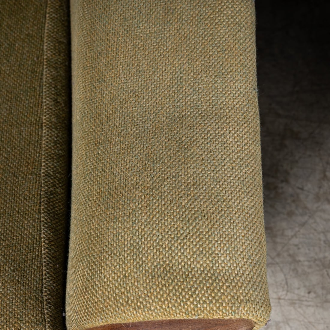 VINTAGE 20thC ENGLISH PAIR OF OLIVE GREEN UPHOLSTERED ARMCHAIRS c.1960 - 16