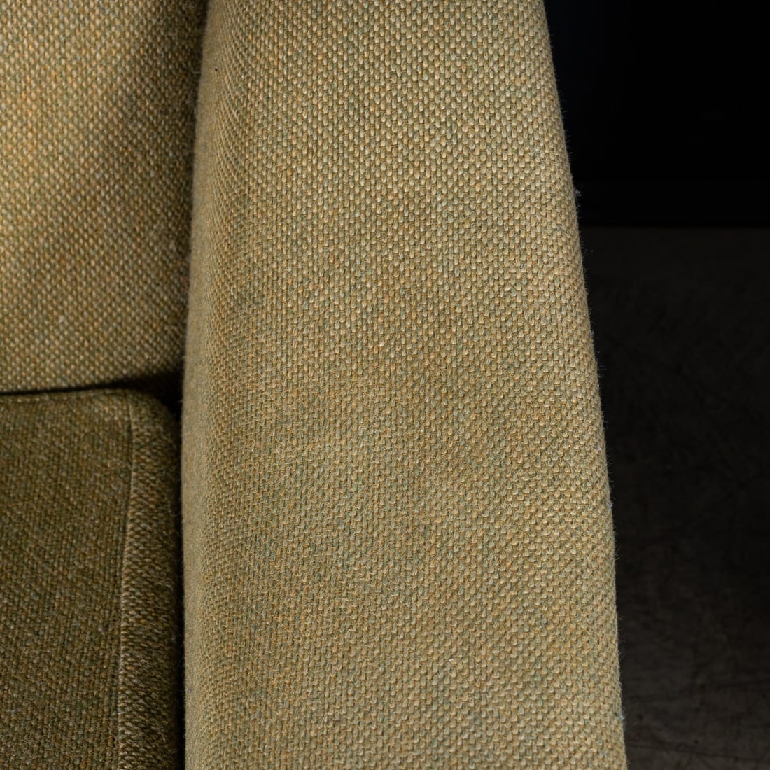 VINTAGE 20thC ENGLISH PAIR OF OLIVE GREEN UPHOLSTERED ARMCHAIRS c.1960 - 17