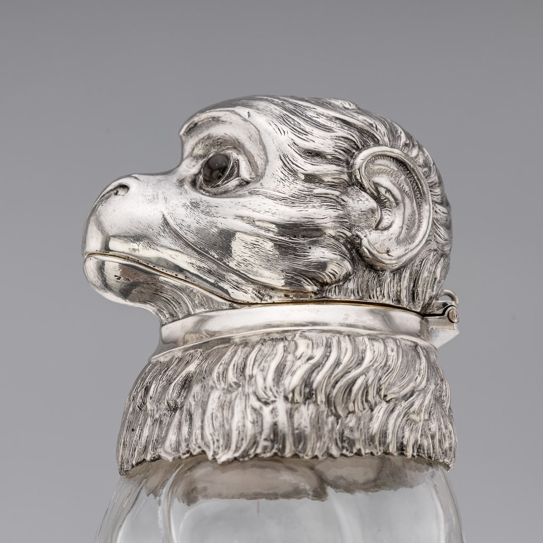 ANTIQUE 20thC GERMAN SOLID SILVER & GLASS NOVELTY MONKEY CLARET JUG c.1900 - 10