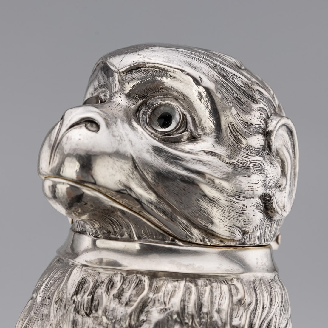 ANTIQUE 20thC GERMAN SOLID SILVER & GLASS NOVELTY MONKEY CLARET JUG c.1900 - 12