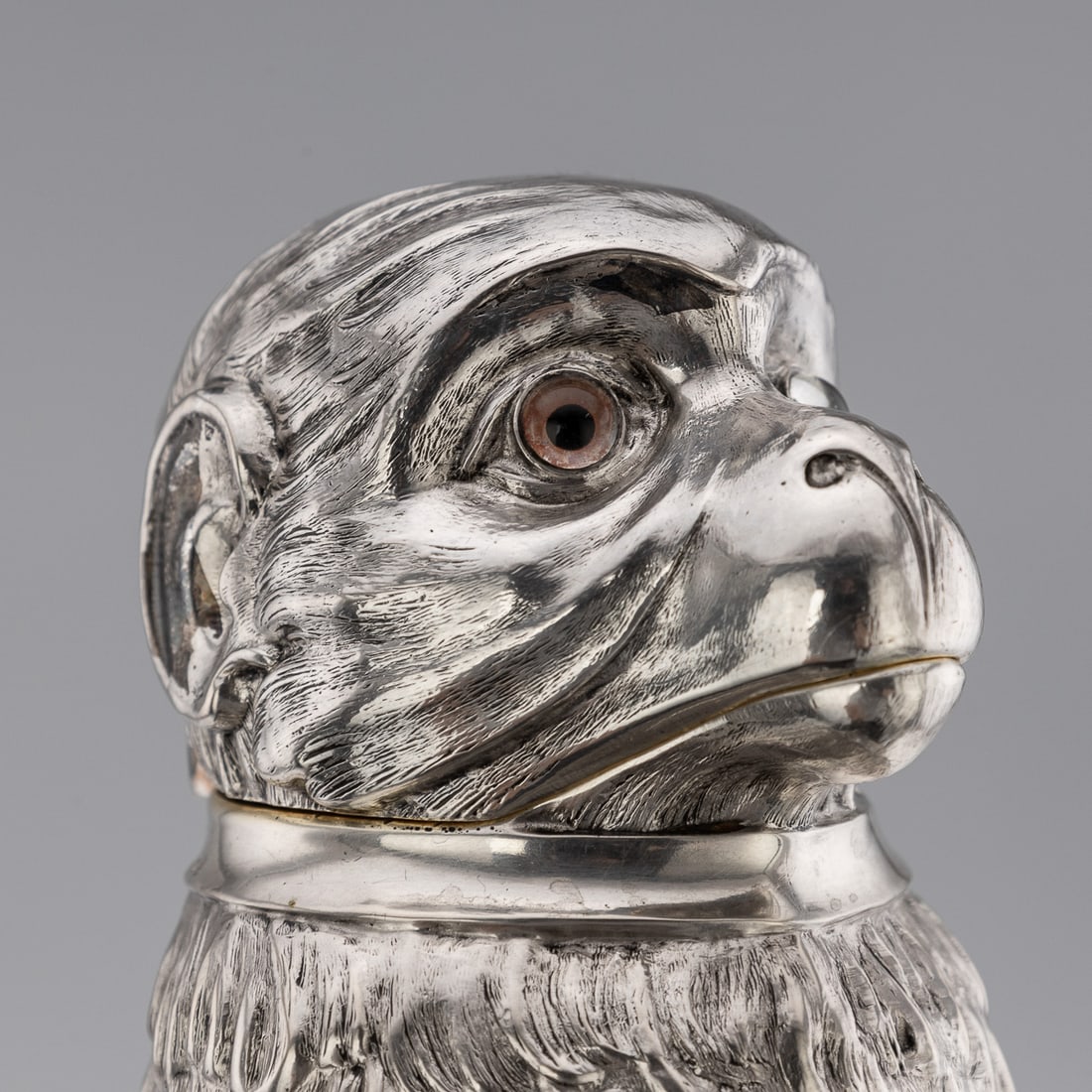 ANTIQUE 20thC GERMAN SOLID SILVER & GLASS NOVELTY MONKEY CLARET JUG c.1900 - 13