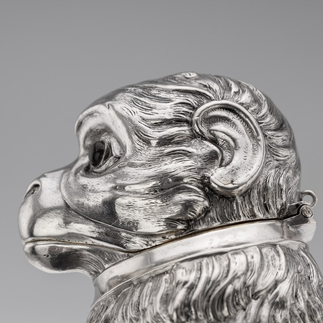 ANTIQUE 20thC GERMAN SOLID SILVER & GLASS NOVELTY MONKEY CLARET JUG c.1900 - 19