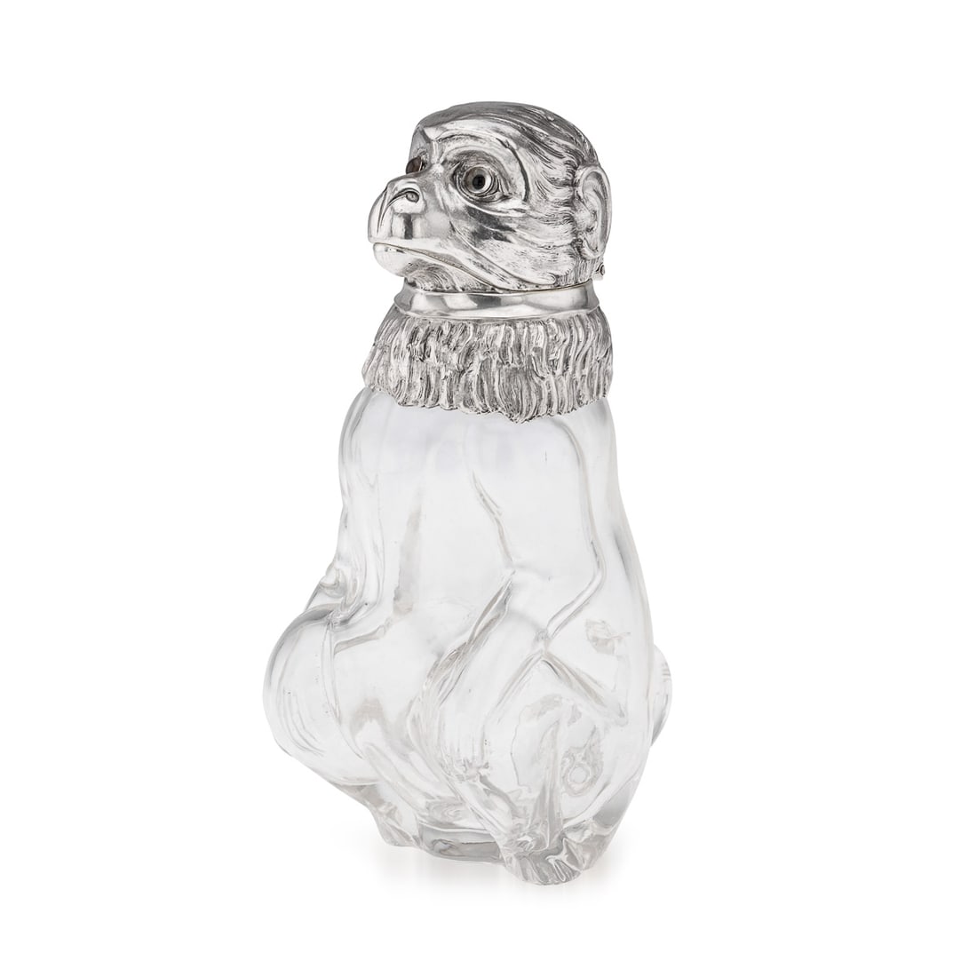 ANTIQUE 20thC GERMAN SOLID SILVER & GLASS NOVELTY MONKEY CLARET JUG c.1900 (1 of 20)