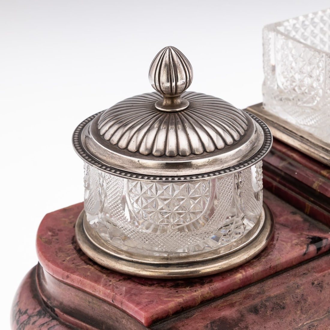 20thC RUSSIAN FABERGE STYLE SOLID SILVER & RHODONITE IMPRESSIVE DESK SET - 10