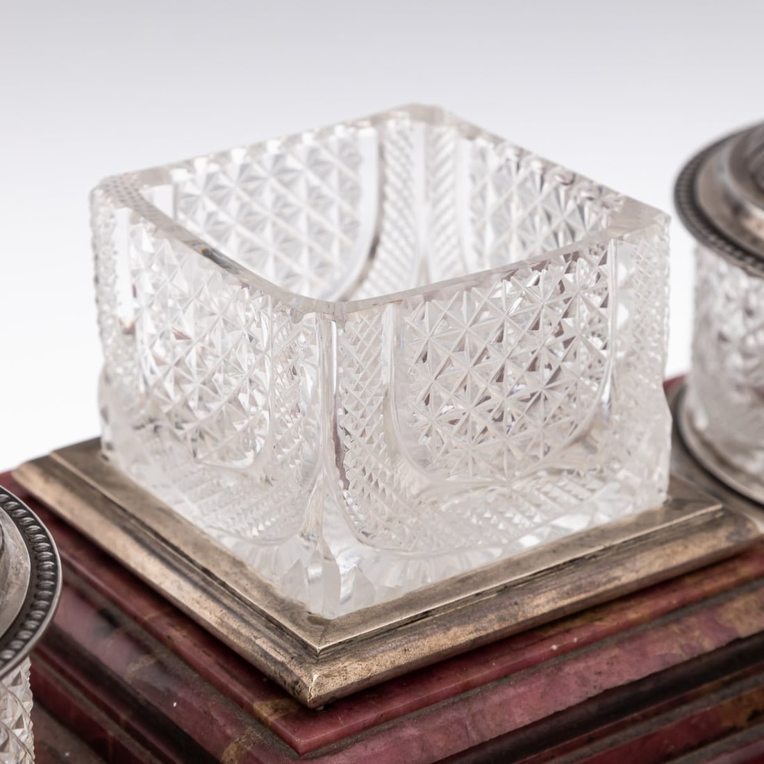 20thC RUSSIAN FABERGE STYLE SOLID SILVER & RHODONITE IMPRESSIVE DESK SET - 11