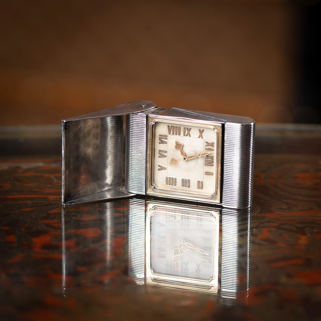 ANTIQUE 20thC CARTIER SOLID SILVER TRAVEL CLOCK c.1908 - 2