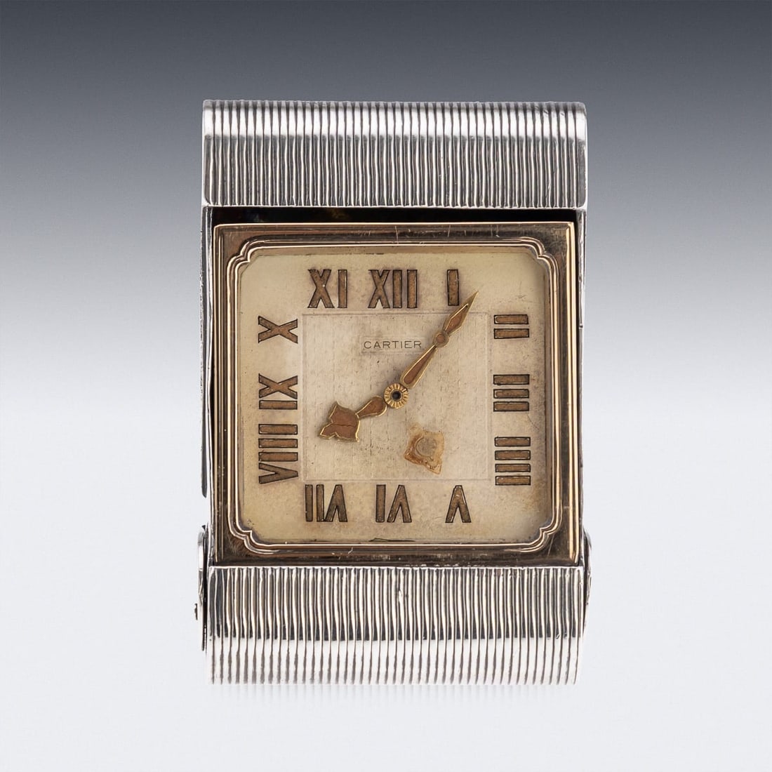 ANTIQUE 20thC CARTIER SOLID SILVER TRAVEL CLOCK c.1908 - 3