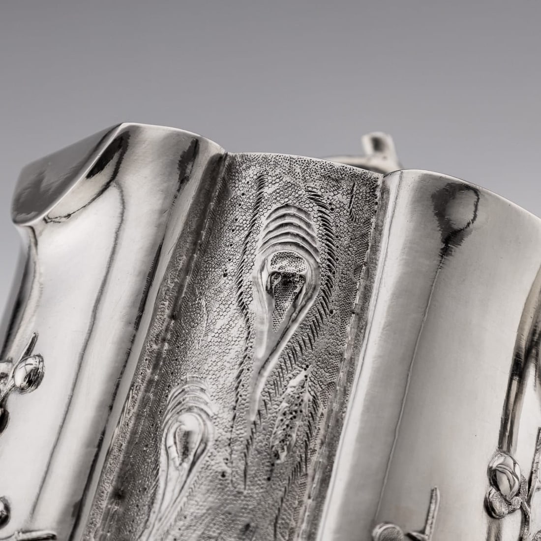 ANTIQUE 20thC CHINESE EXPORT SOLID SILVER FOUR PIECE TEA SET, PAOSING c.1900 - 12