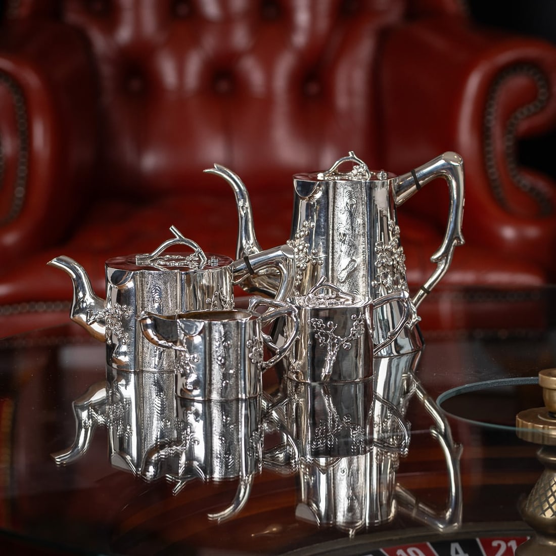 ANTIQUE 20thC CHINESE EXPORT SOLID SILVER FOUR PIECE TEA SET, PAOSING c.1900 - 2