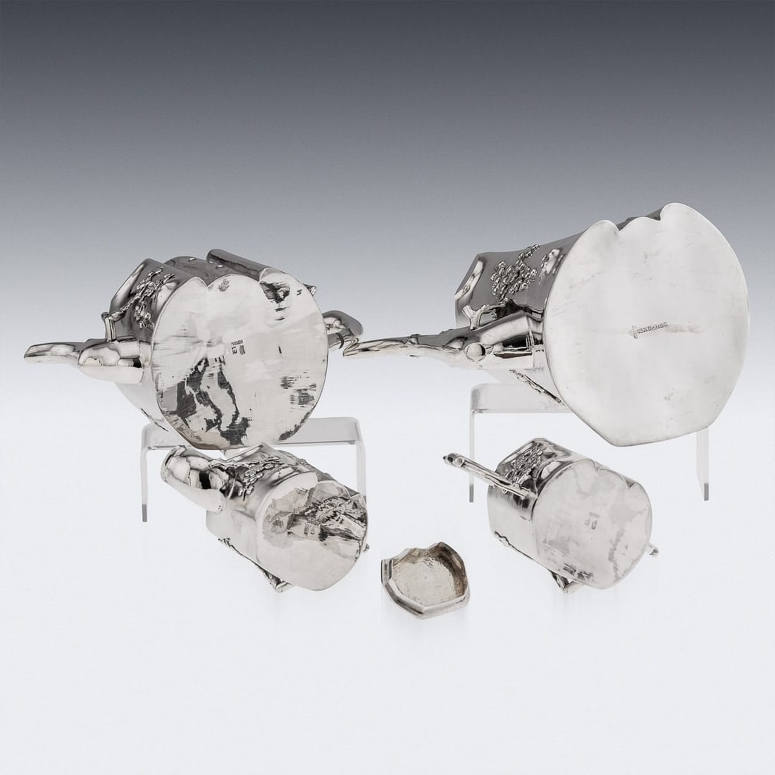 ANTIQUE 20thC CHINESE EXPORT SOLID SILVER FOUR PIECE TEA SET, PAOSING c.1900 - 6