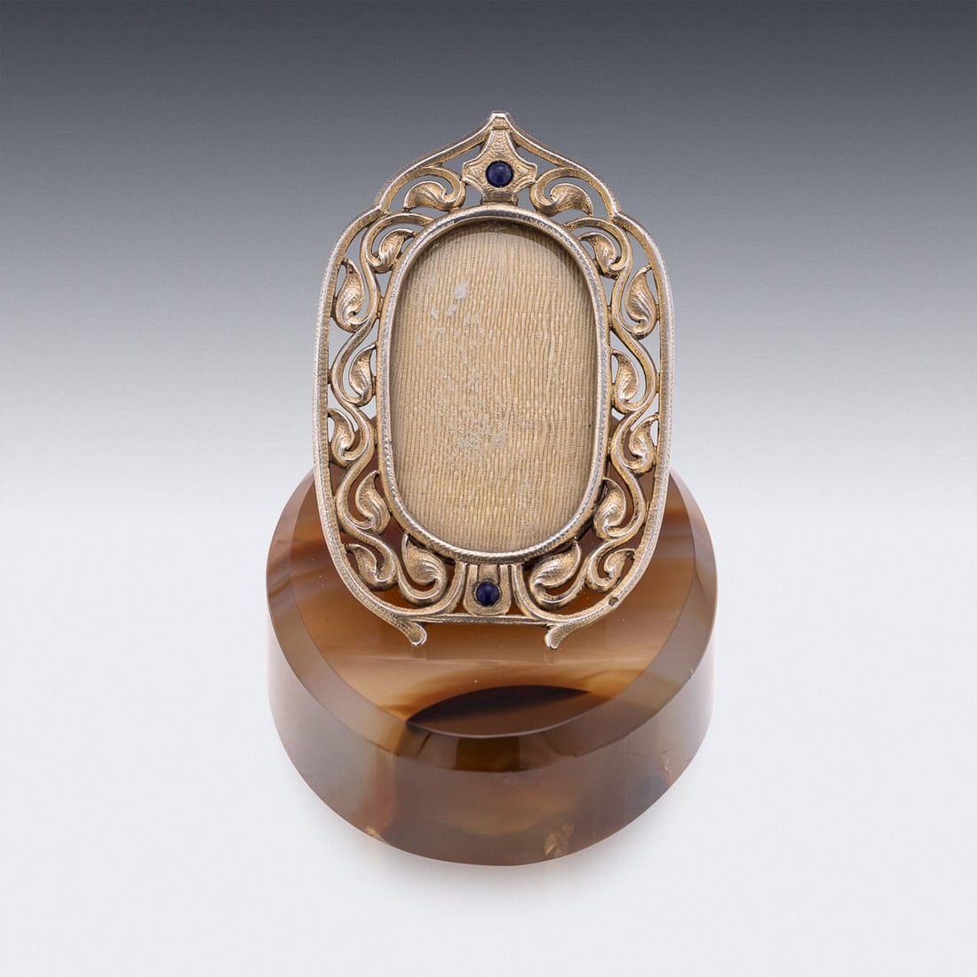 ANTIQUE 19thC FRENCH GILT SOLID SILVER PHOTOGRAPH FRAME ON AGATE BASE c.1890 - 3