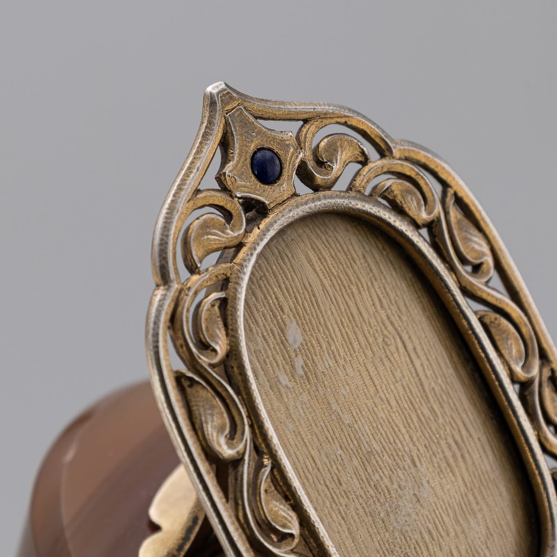 ANTIQUE 19thC FRENCH GILT SOLID SILVER PHOTOGRAPH FRAME ON AGATE BASE c.1890 - 7