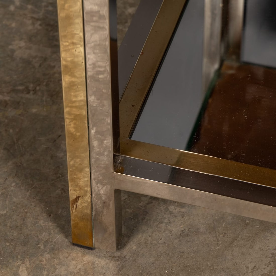 20thC PAIR OF BRASS, CHROME & GLASS SIDE TABLES BY BELGO CHROM, BELGIUM c.1970 - 14