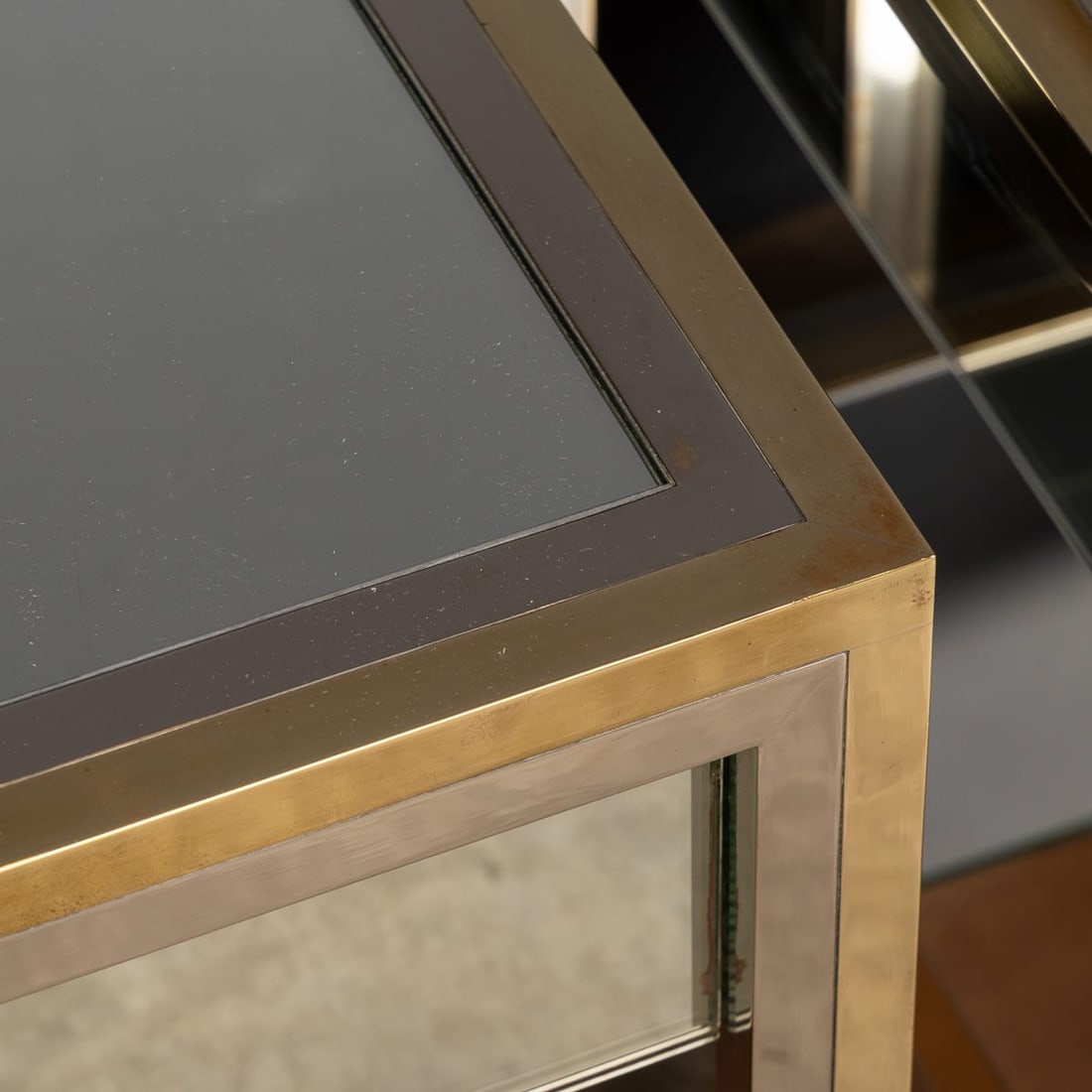 20thC PAIR OF BRASS, CHROME & GLASS SIDE TABLES BY BELGO CHROM, BELGIUM c.1970 - 16