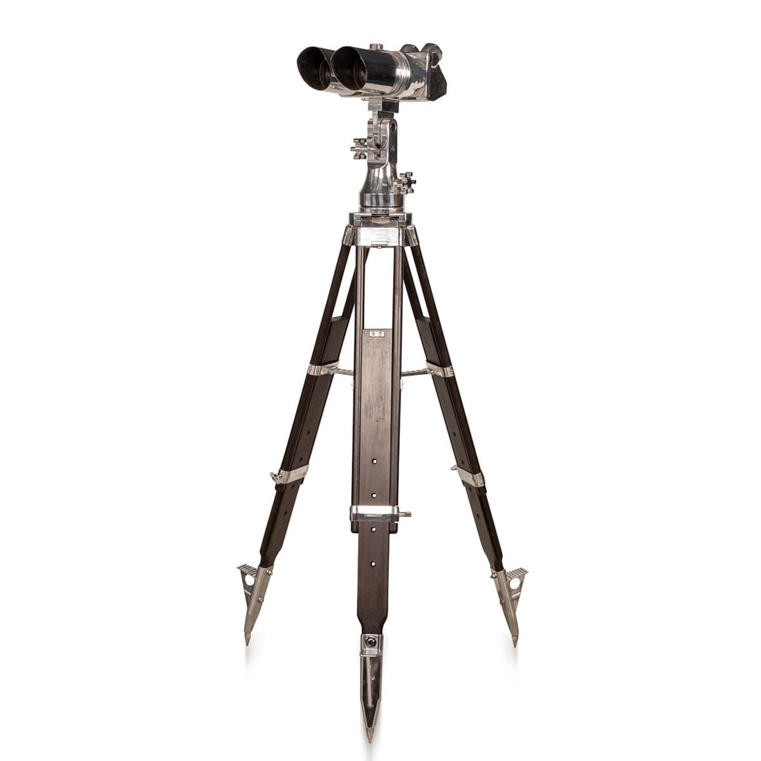 20thC GERMAN PAIR OF ANTI-AIRCRAFT BINOCULARS c.1940: These exceptional WWII-era German steel observation binoculars by Joseph Schneider offer a fascinating glimpse into military history while serving as a striking decorative piece. Originally designed