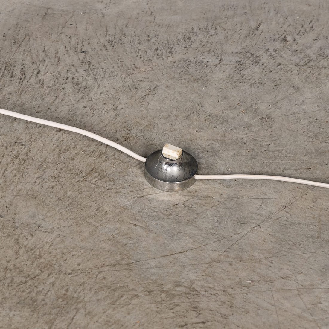VINTAGE 20thC ITALIAN CHROME ARC FLOOR LAMP WITH OPALINE SHADE c.1970 - 17