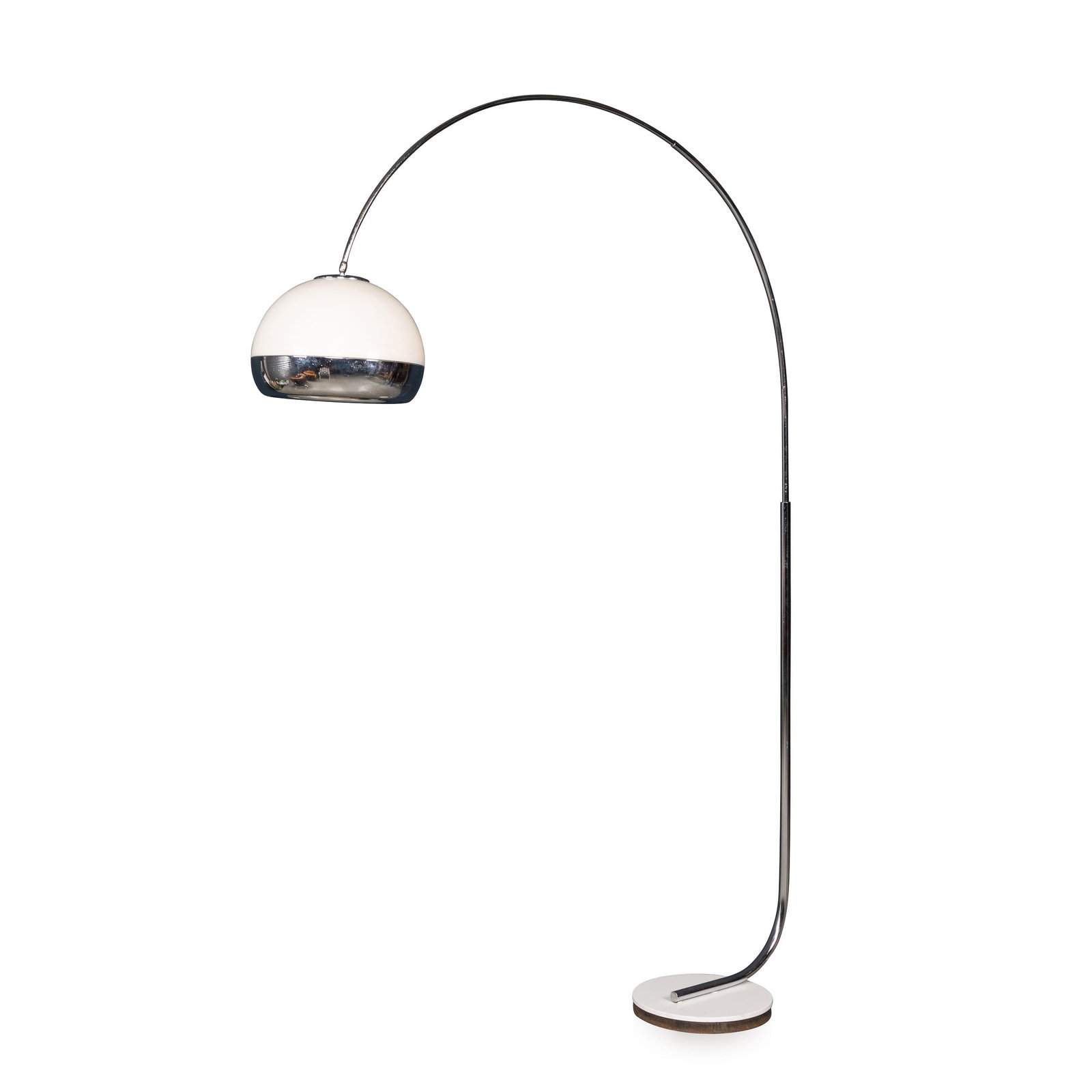 VINTAGE 20thC ITALIAN CHROME ARC FLOOR LAMP WITH OPALINE SHADE c.1970 (1 of 20)