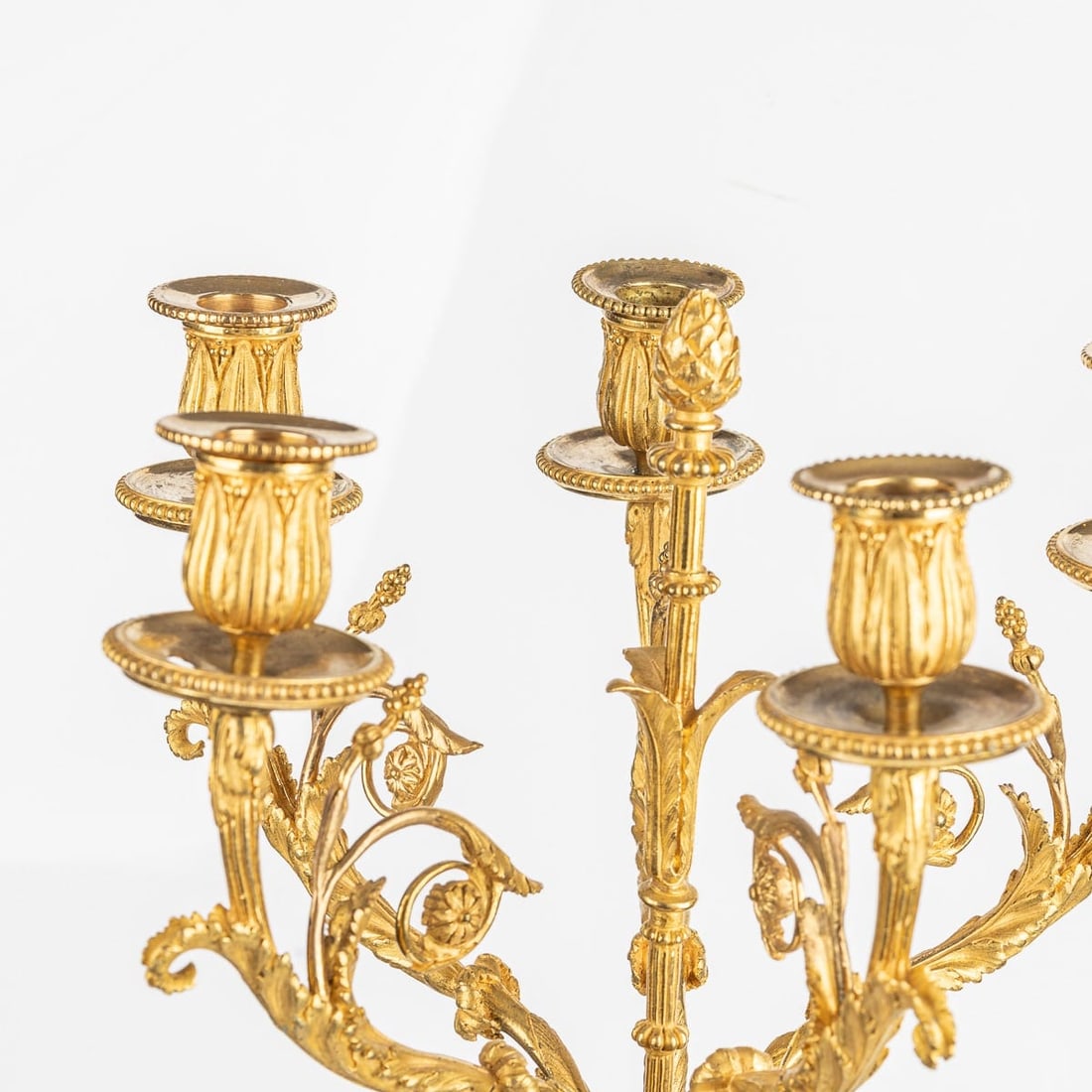 ANTIQUE 19thC FRENCH PAIR OF LOUIS XVI STYLE ORMOLU FIVE-LIGHT CANDELABRA c.1880 - 6