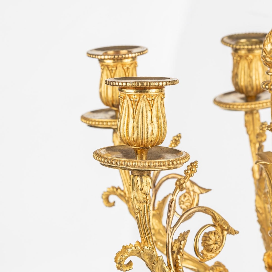 ANTIQUE 19thC FRENCH PAIR OF LOUIS XVI STYLE ORMOLU FIVE-LIGHT CANDELABRA c.1880 - 7