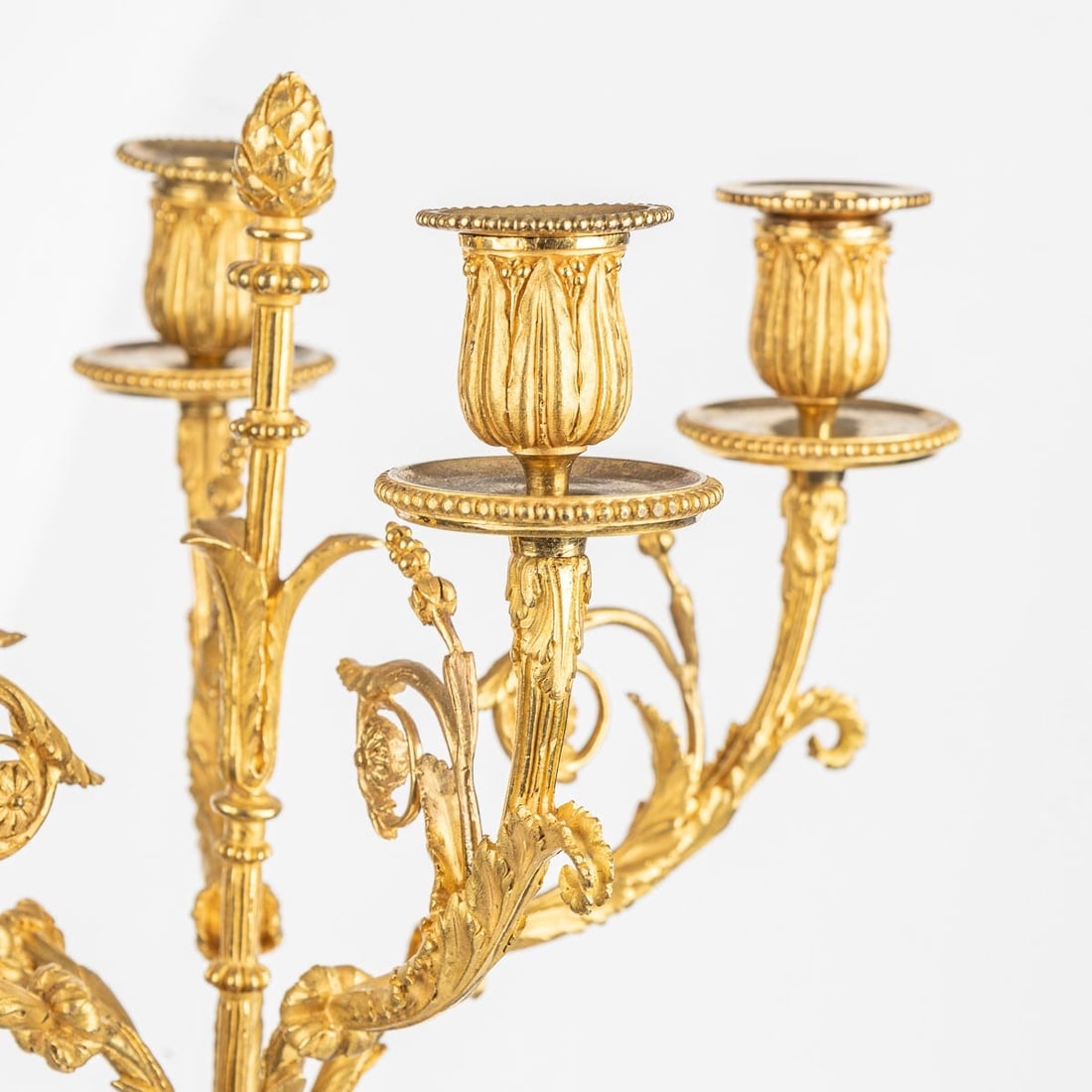 ANTIQUE 19thC FRENCH PAIR OF LOUIS XVI STYLE ORMOLU FIVE-LIGHT CANDELABRA c.1880 - 8