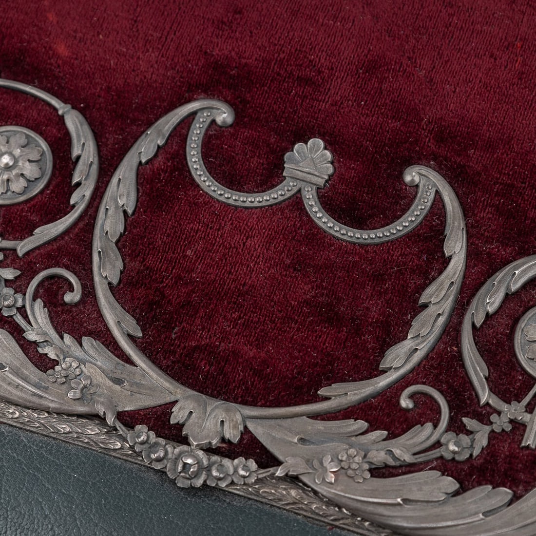 ANTIQUE 19thC RUSSIAN SOLID SILVER, VELVET & LEATHER BOOK COVER c.1890 - 10