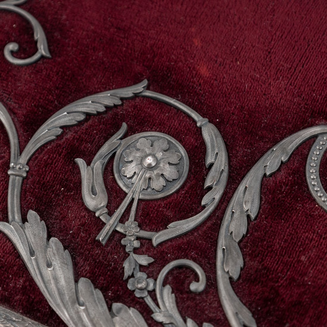 ANTIQUE 19thC RUSSIAN SOLID SILVER, VELVET & LEATHER BOOK COVER c.1890 - 12