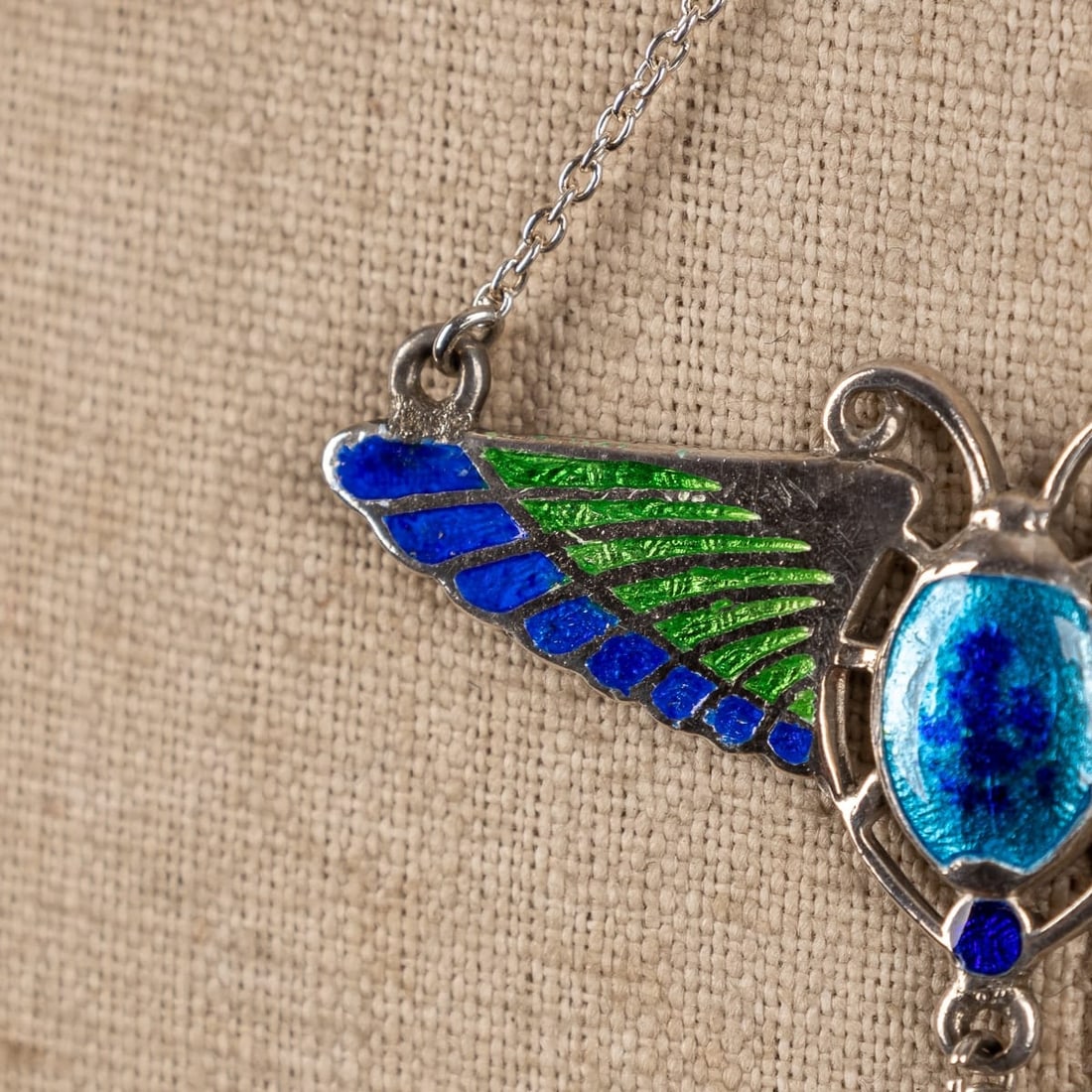 ANTIQUE 20thC EGYPTIAN REVIVAL SILVER & ENAMEL NECKLACE, CHARLES HORNER c.1908 - 4