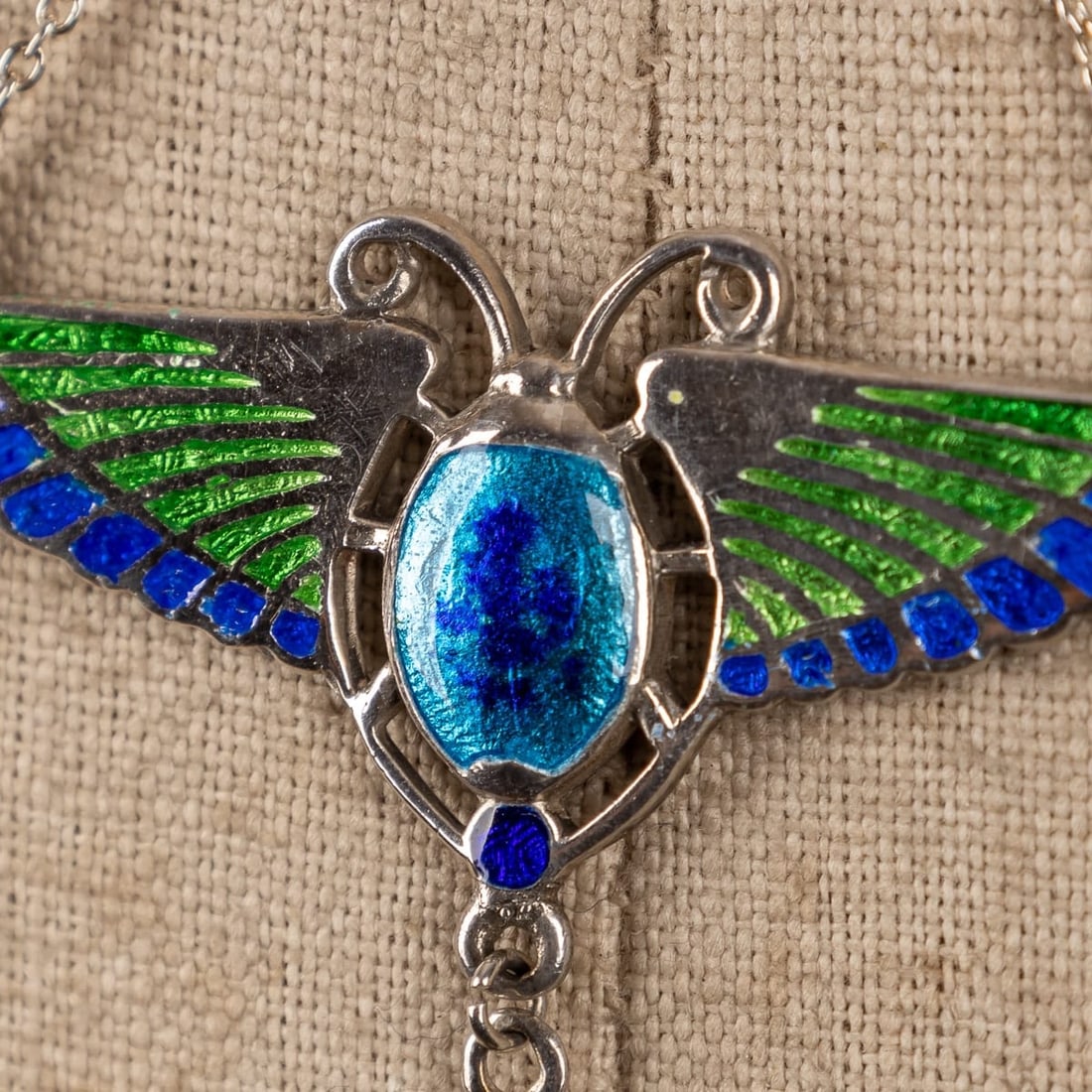 ANTIQUE 20thC EGYPTIAN REVIVAL SILVER & ENAMEL NECKLACE, CHARLES HORNER c.1908 - 5