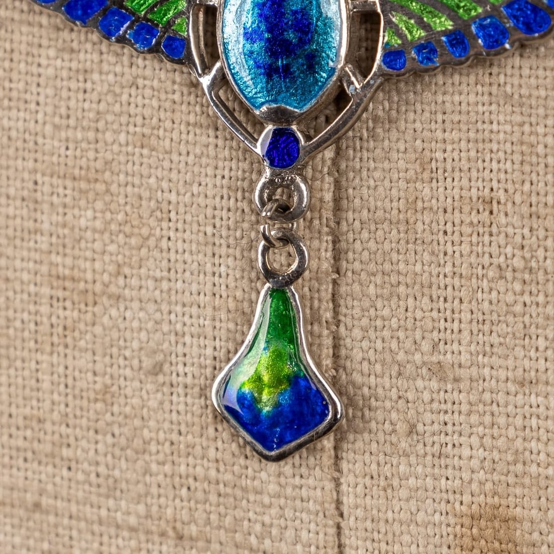 ANTIQUE 20thC EGYPTIAN REVIVAL SILVER & ENAMEL NECKLACE, CHARLES HORNER c.1908 - 6