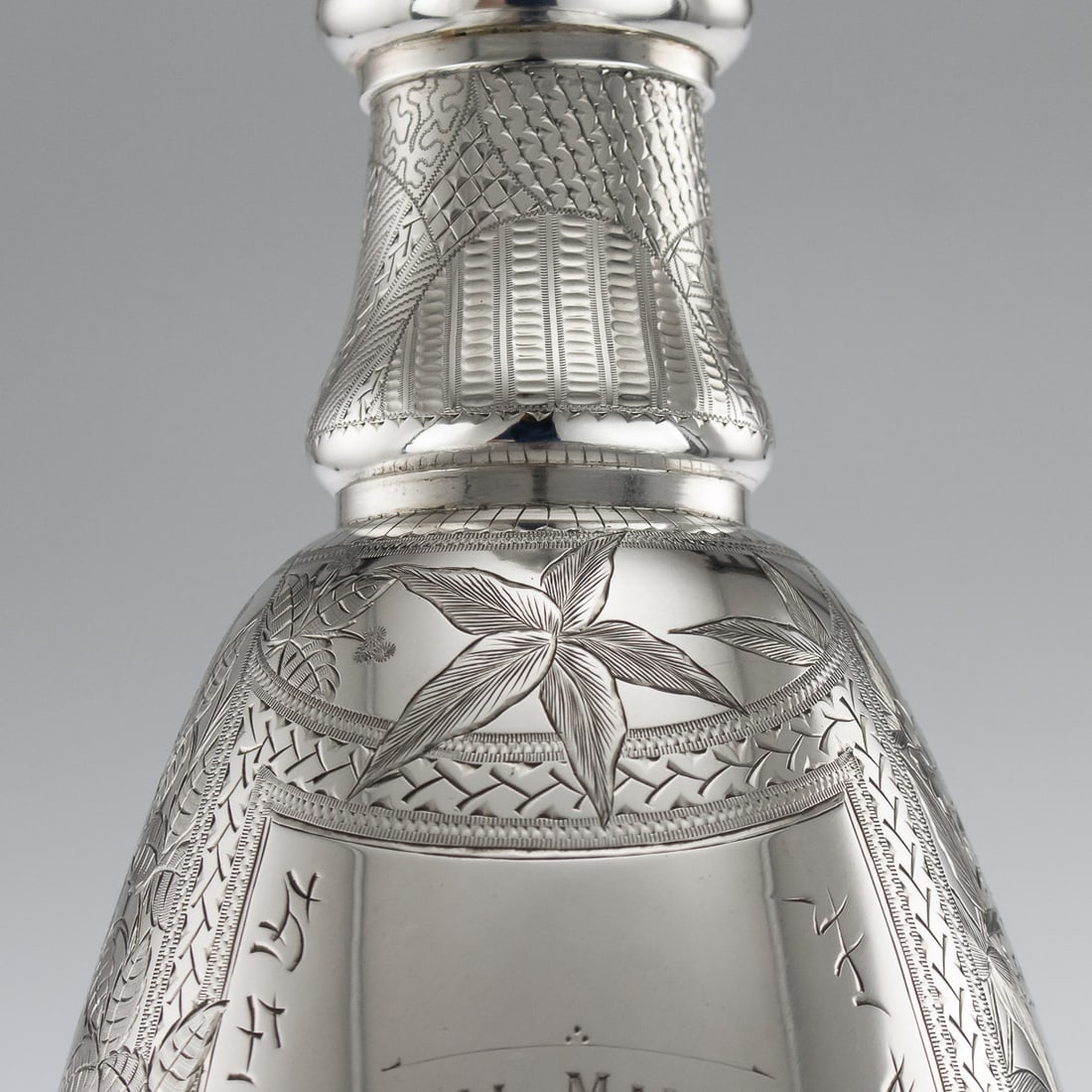ANTIQUE 19thC VICTORIAN AESTHETIC MOVEMENT SOLID SILVER WINE JUG c.1879 - 11