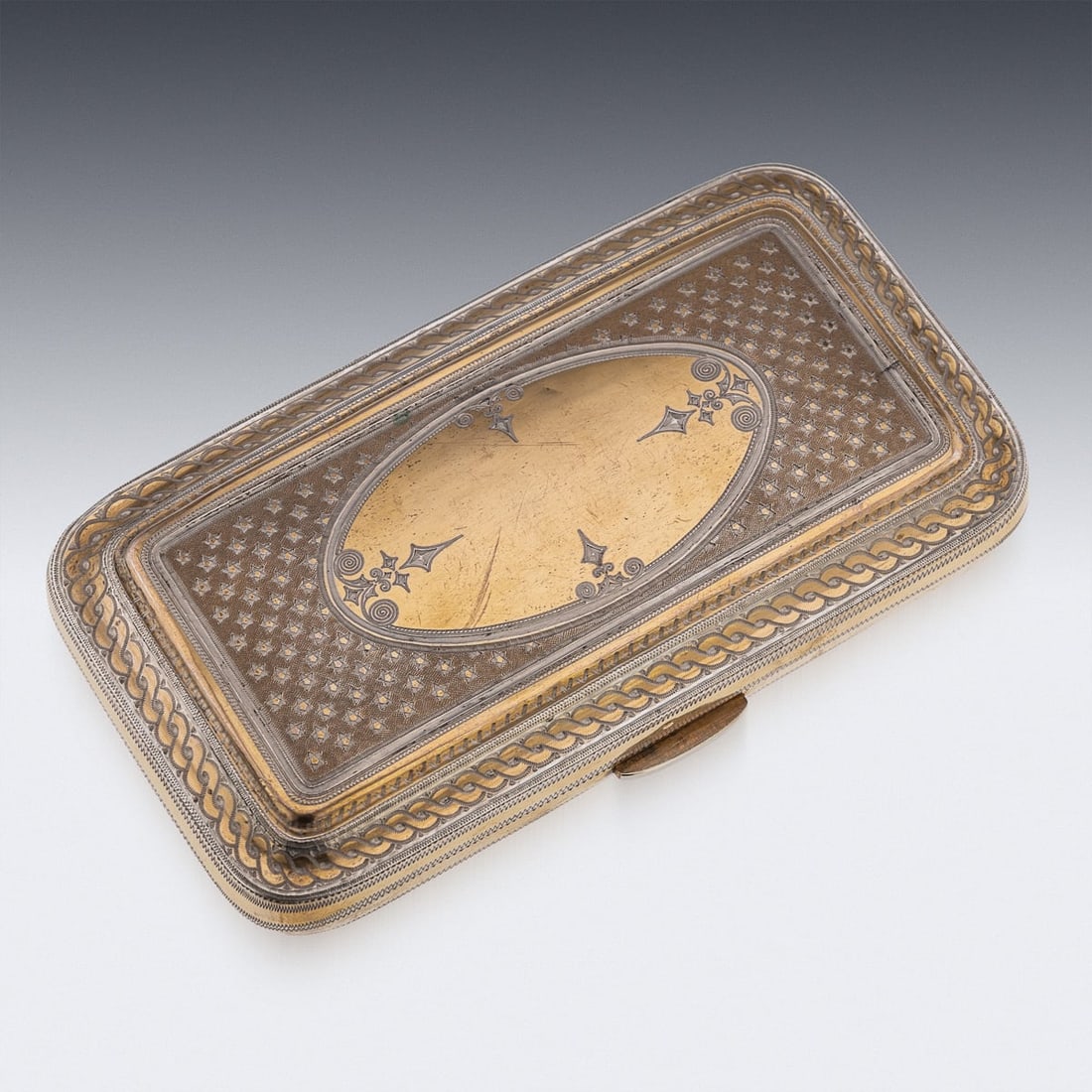 MID 20thC TURKISH GILT SOLID SILVER SPECTACLE CASE c.1940 - 3