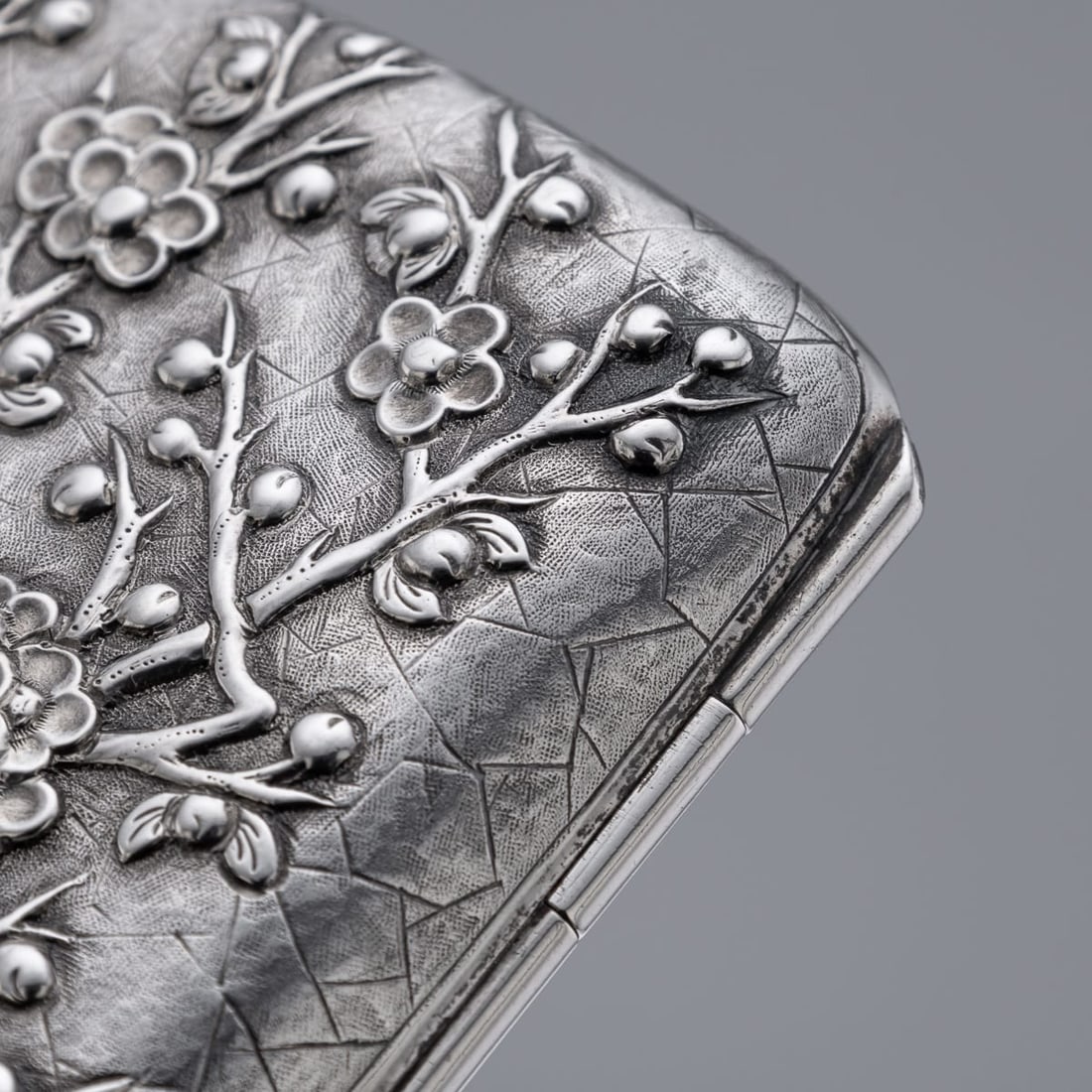 ANTIQUE 19thC CHINESE EXPORT SOLID SILVER CIGARETTE CASE, HUNG CHONG & CO c.1900 - 10
