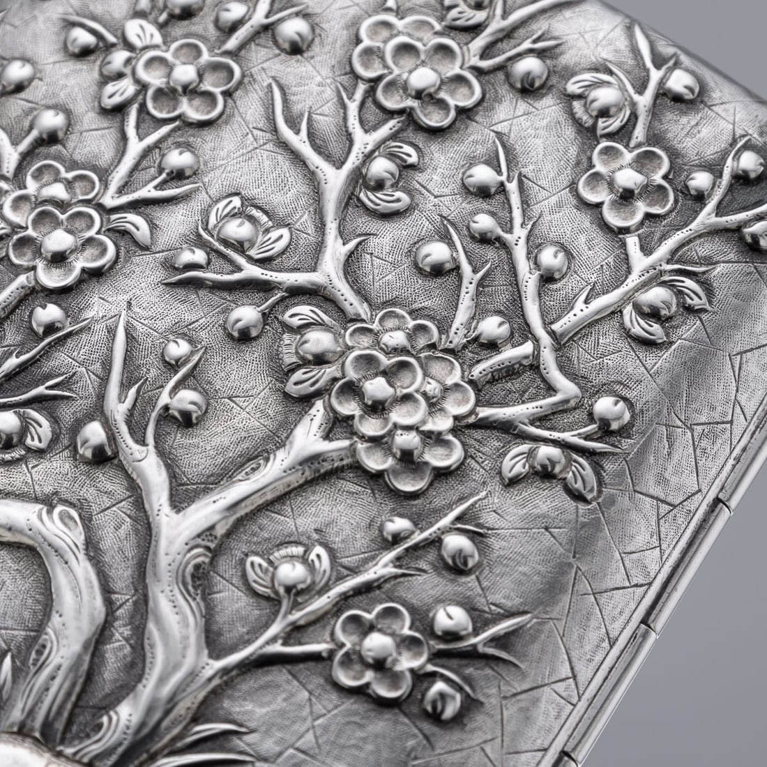 ANTIQUE 19thC CHINESE EXPORT SOLID SILVER CIGARETTE CASE, HUNG CHONG & CO c.1900 - 11
