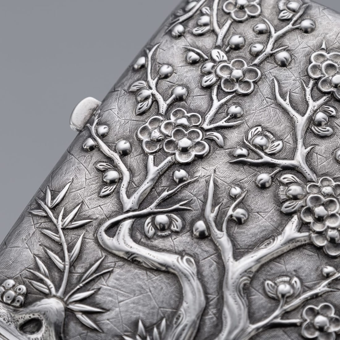 ANTIQUE 19thC CHINESE EXPORT SOLID SILVER CIGARETTE CASE, HUNG CHONG & CO c.1900 - 12