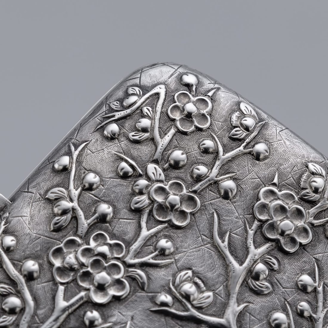 ANTIQUE 19thC CHINESE EXPORT SOLID SILVER CIGARETTE CASE, HUNG CHONG & CO c.1900 - 8