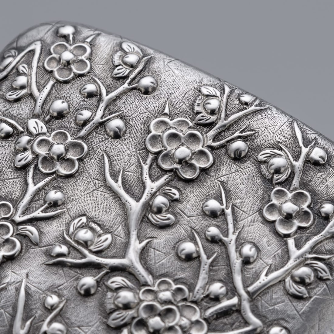 ANTIQUE 19thC CHINESE EXPORT SOLID SILVER CIGARETTE CASE, HUNG CHONG & CO c.1900 - 9