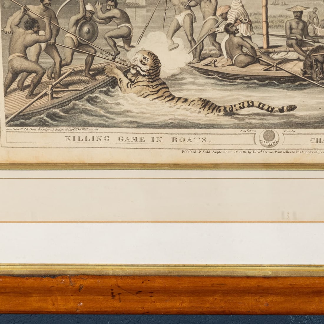 ANTIQUE 19thC "KILLING GAME IN BOATS / CHASSE AU GIBIER EN BATEAUX" BY EDWARD ORME c.1806 - 10