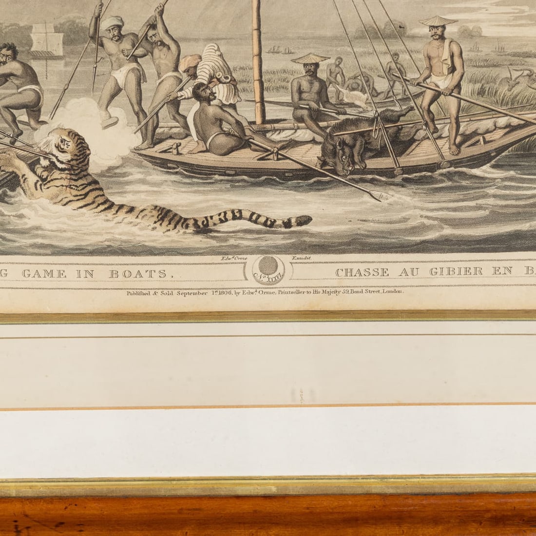 ANTIQUE 19thC "KILLING GAME IN BOATS / CHASSE AU GIBIER EN BATEAUX" BY EDWARD ORME c.1806 - 11