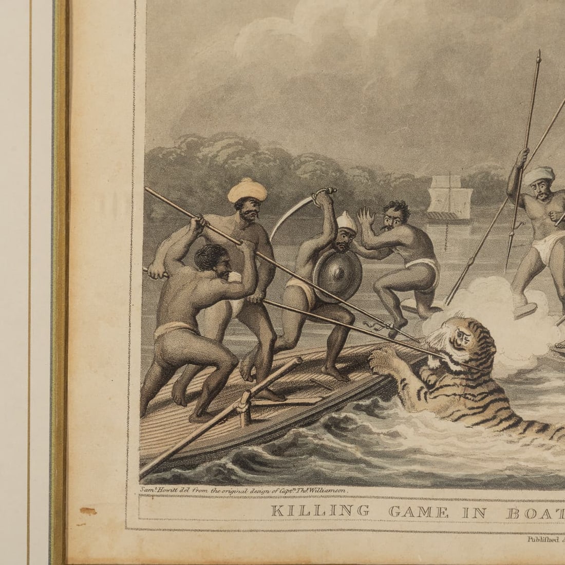ANTIQUE 19thC "KILLING GAME IN BOATS / CHASSE AU GIBIER EN BATEAUX" BY EDWARD ORME c.1806 - 13