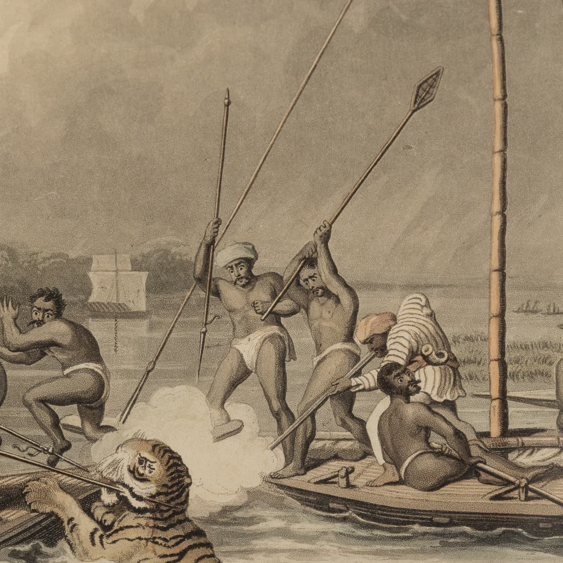 ANTIQUE 19thC "KILLING GAME IN BOATS / CHASSE AU GIBIER EN BATEAUX" BY EDWARD ORME c.1806 - 14