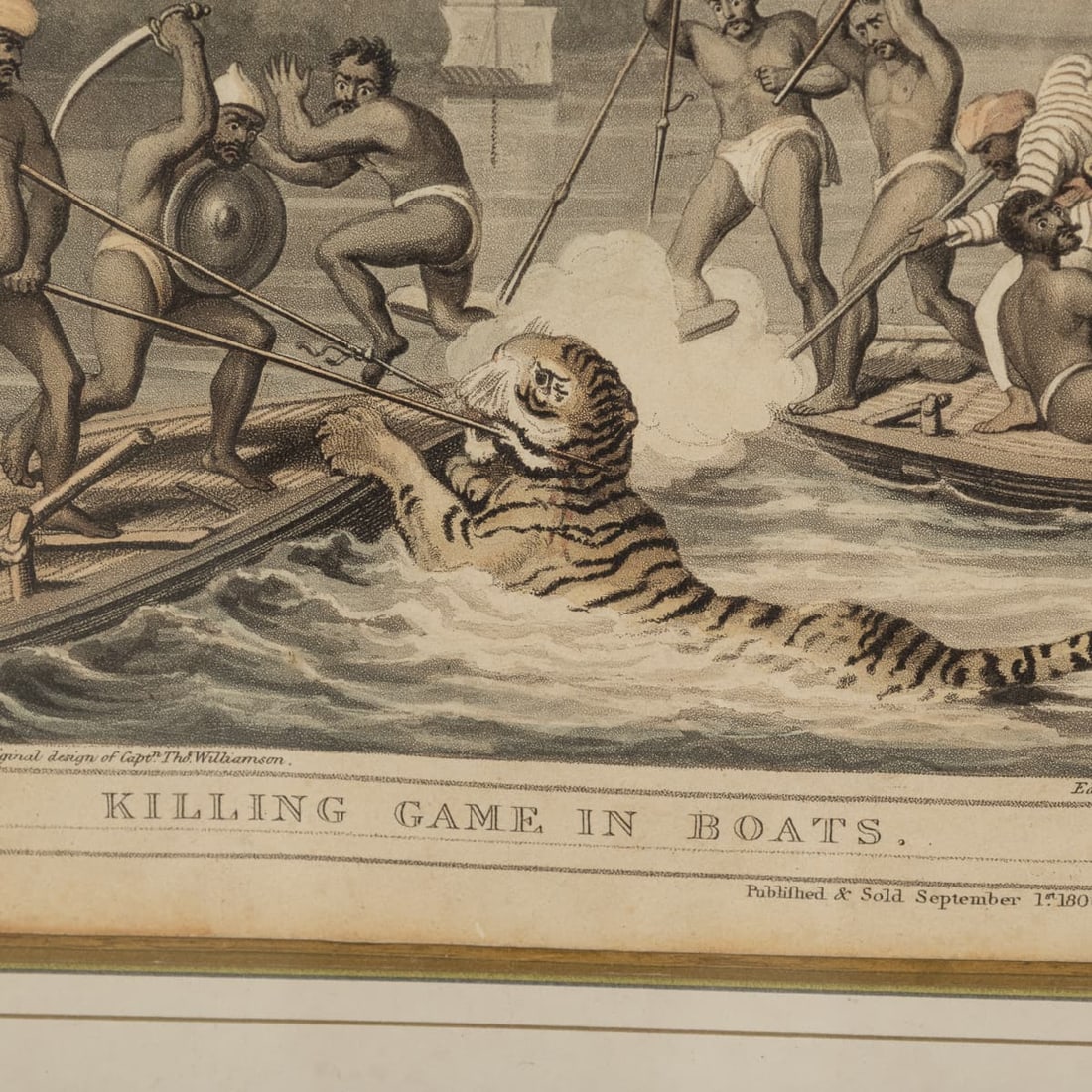 ANTIQUE 19thC "KILLING GAME IN BOATS / CHASSE AU GIBIER EN BATEAUX" BY EDWARD ORME c.1806 - 15