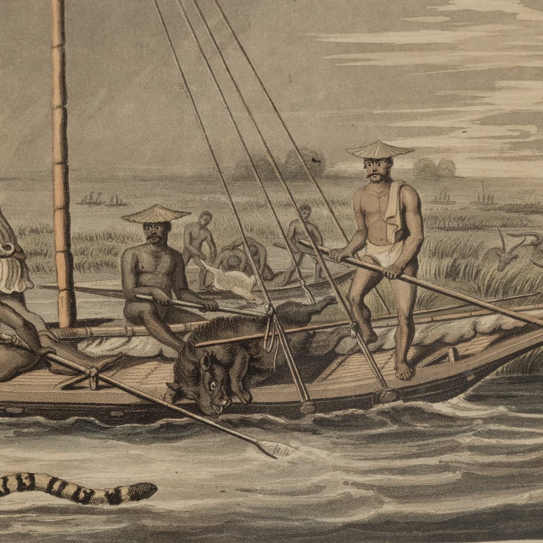 ANTIQUE 19thC "KILLING GAME IN BOATS / CHASSE AU GIBIER EN BATEAUX" BY EDWARD ORME c.1806 - 17