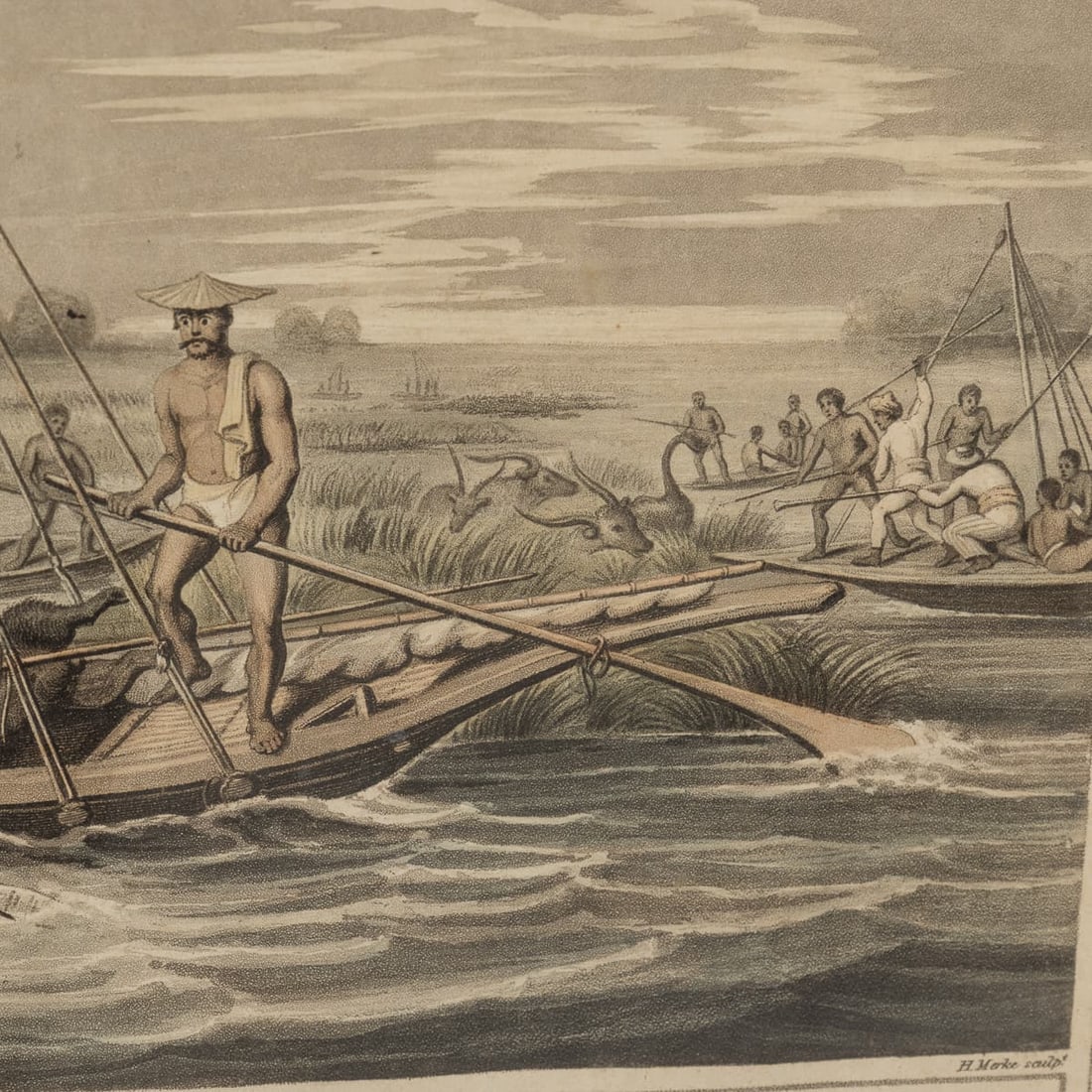 ANTIQUE 19thC "KILLING GAME IN BOATS / CHASSE AU GIBIER EN BATEAUX" BY EDWARD ORME c.1806 - 18