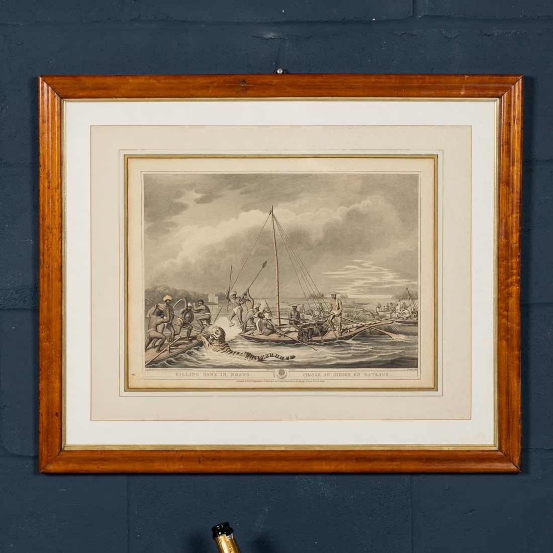ANTIQUE 19thC "KILLING GAME IN BOATS / CHASSE AU GIBIER EN BATEAUX" BY EDWARD ORME c.1806 - 2
