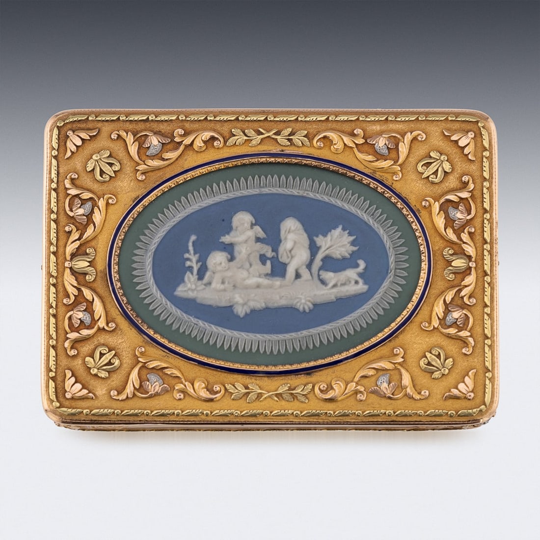 ANTIQUE 19thC GERMAN THREE-COLOUR 18k GOLD & JASPERWARE SNUFF BOX, HANAU c.1820 - 3